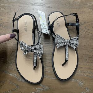 Fifth & Luxe Sandals Womens Size 7 Rhinestone‎ Bows Strappy Buckle Coquette